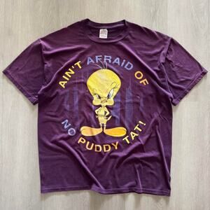Vintage 90s Looney Tunes Tweety “Ain’t Afraid of No Puddy Tat” T-Shirt USA XL